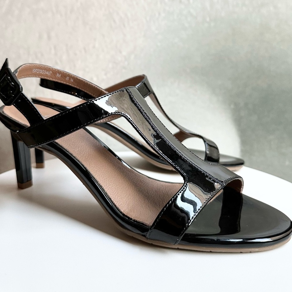 🌸AQUATALIA🌸 Rosetta Patent Slingback Sandal Black Size:6.5 - Picture 7 of 12